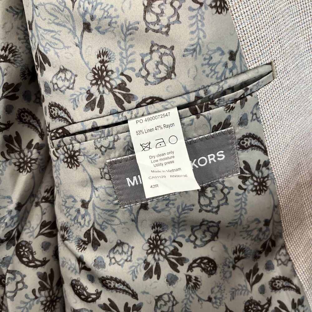 Michael Kors Mens Two Button Blazer Linen Blend‎ Sport Coat Jacket Size 42R - Picture 5 of 9